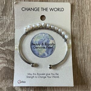 Freshwater Pearl Wire Wrapped Silver Tone Cuff Woman’s Bracelet Jewelry Pretty!